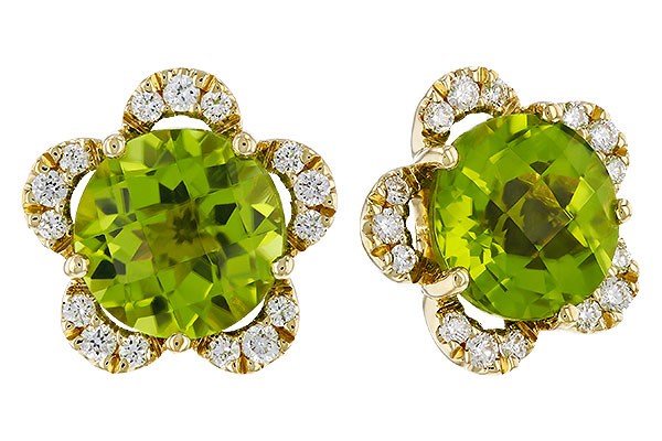 A274-81205: EARRINGS 2.93 PERIDOT 3.10 TGW (7MM RD)