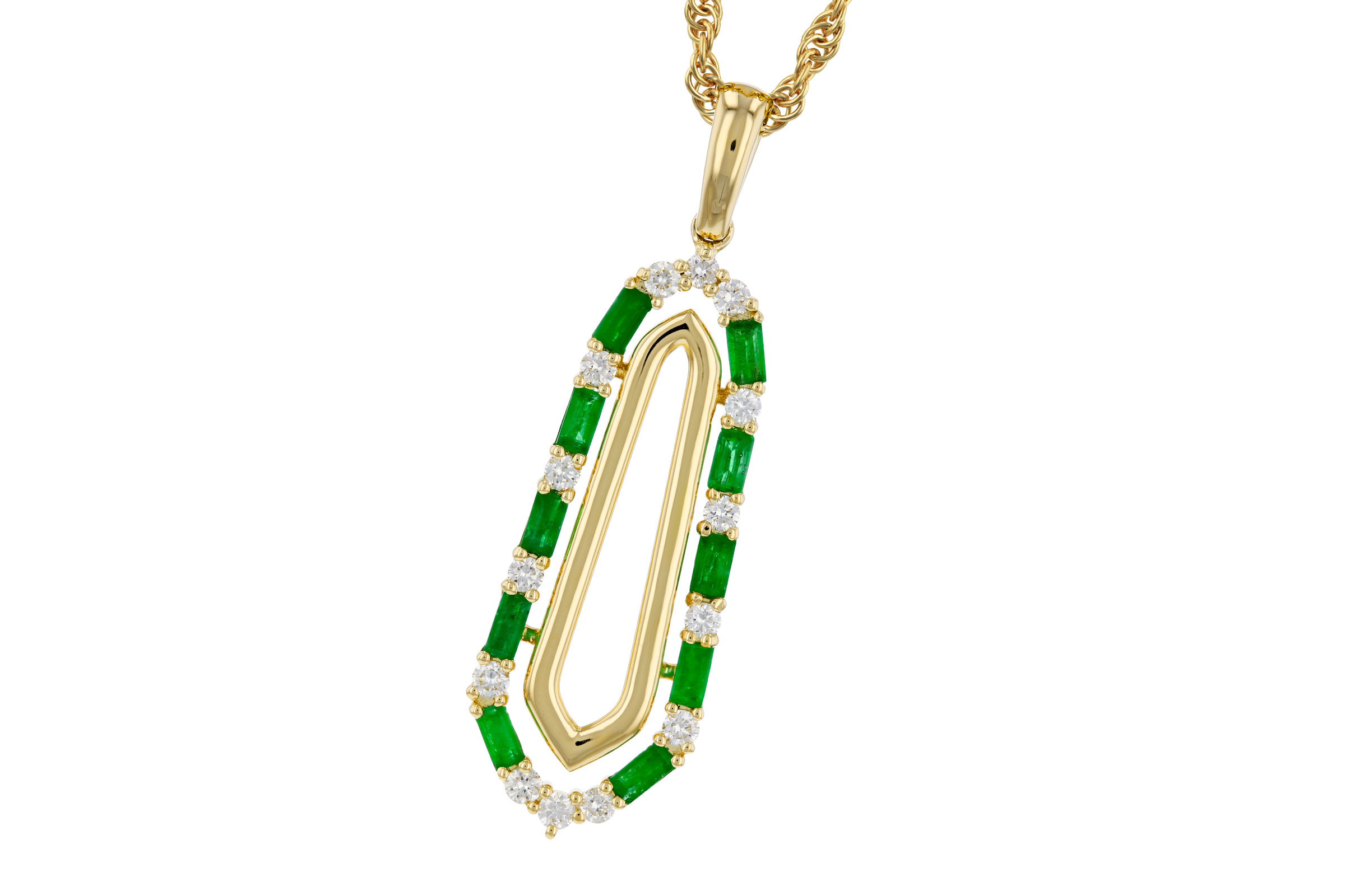 A275-66678: NECKLACE .44 TW EMERALD .64 TGW