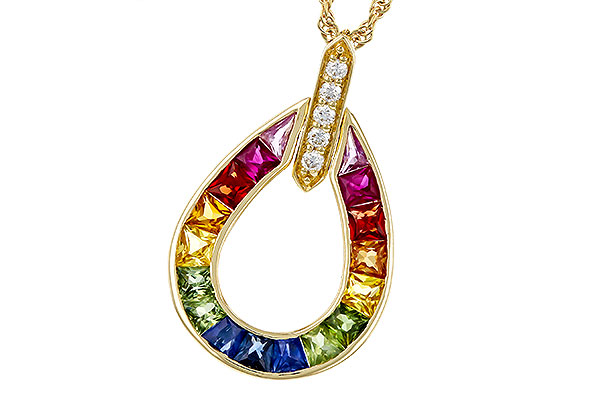 B274-75759: NECKLACE 1.10 MULTI-COLOR SAPPH 1.15 TGW