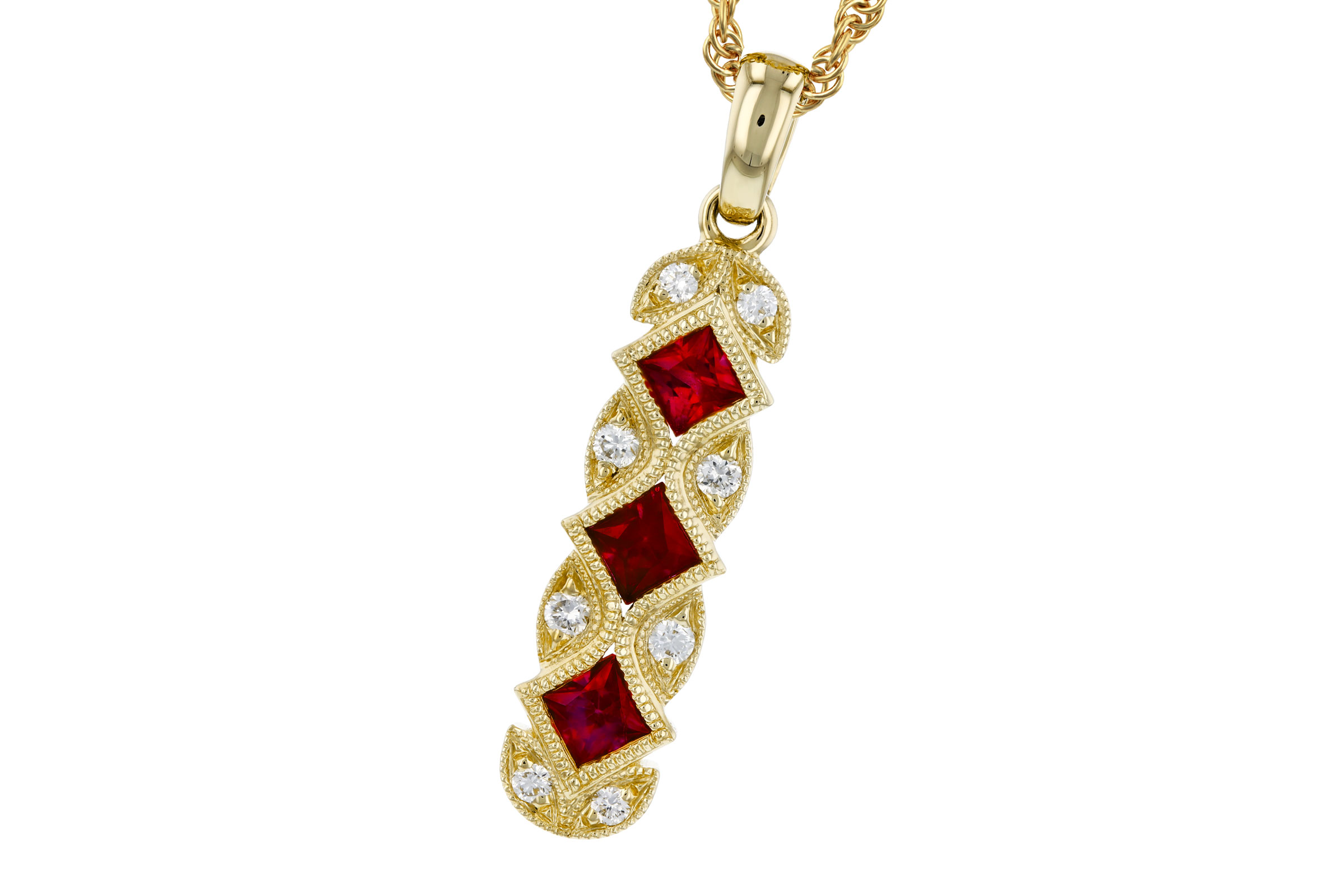 B275-64859: NECKLACE .55 TW RUBY .64 TGW
