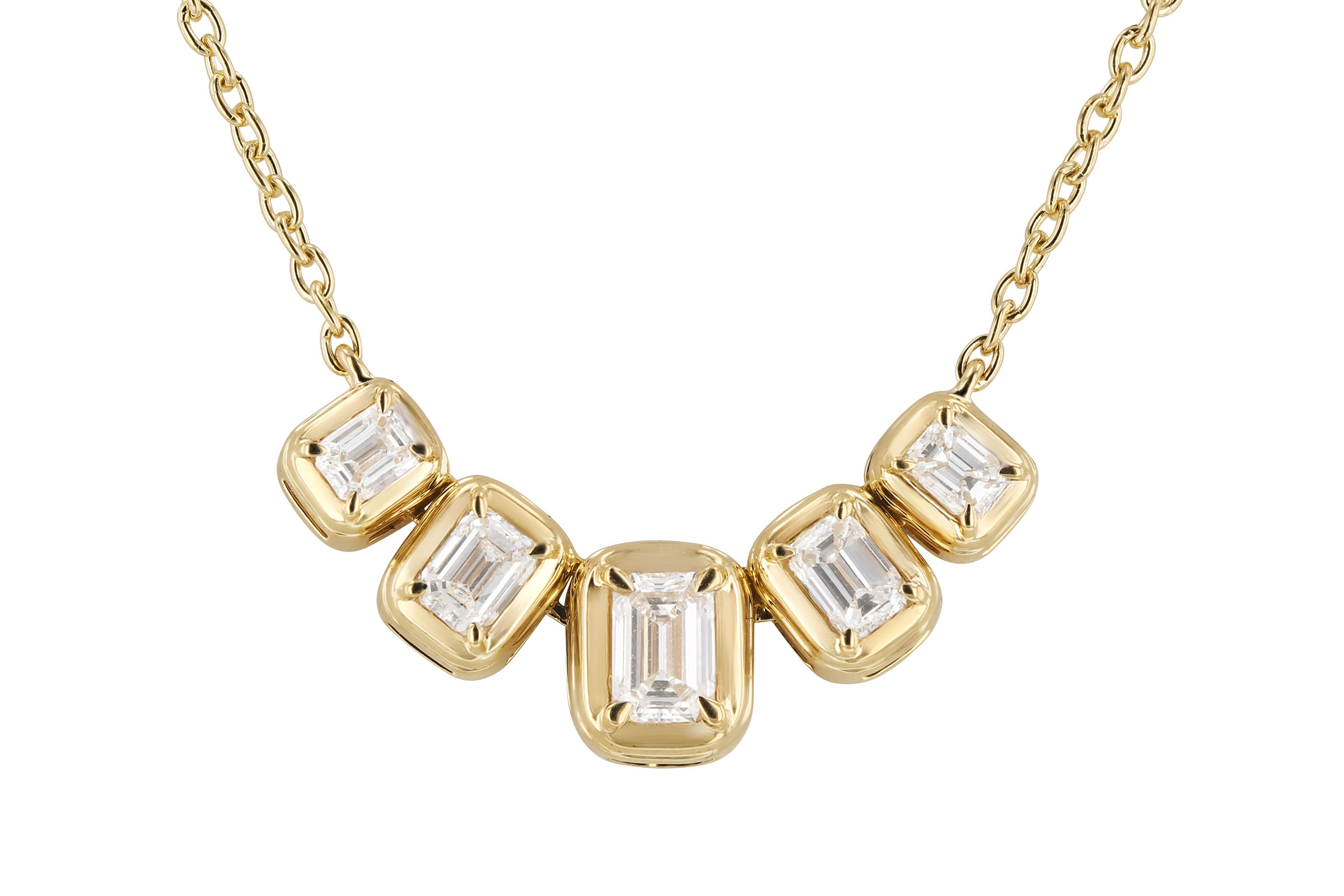 B275-66650: NECKLACE .87 TW EMERALD CUT DIA (18")
