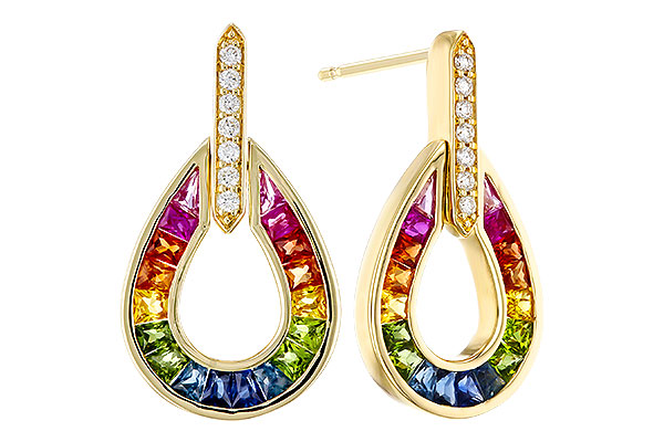 C274-75759: EARRINGS 1.18 MULTI-COLOR SAPP 1.25 TGW