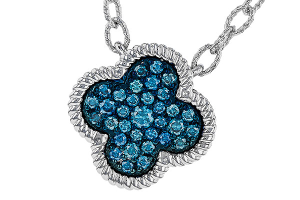 C274-77614: NECKLACE .33 TW BLUE DIAMONDS