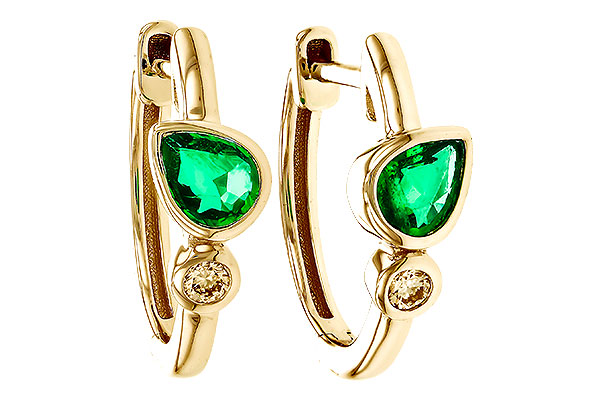D274-77632: EARRINGS .38 TW EMERALD .44 TGW