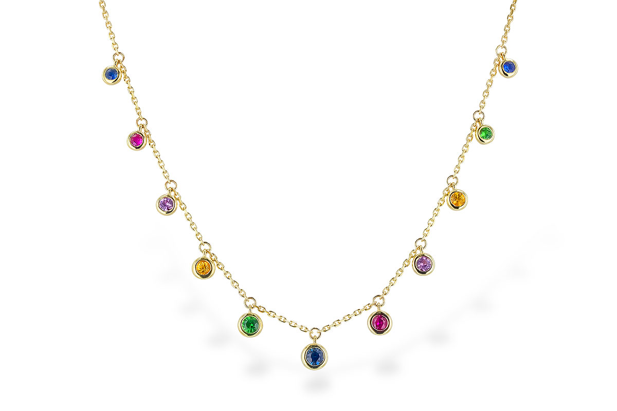 E273-88486: NECK .90 TW MULTI-COLOR SAPPH & GREEN GARNET (18")
