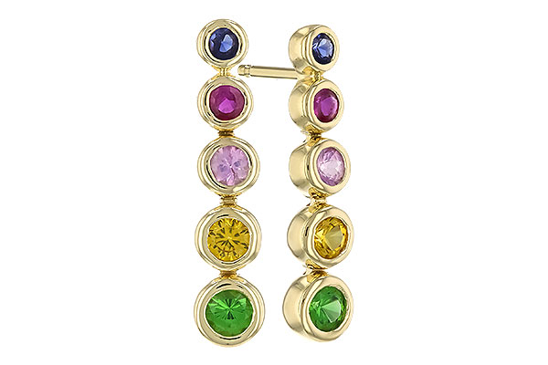E273-90359: EARR .60 TW MULTI-COLOR SAPPH & GREEN GARNET
