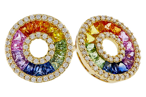 E274-75759: EARRINGS 2.10 MULTI-COLOR SAPP 2.37 TGW