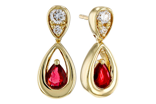 E274-75768: EARRINGS .40 RUBY .52 TGW (4x3 RUBY)