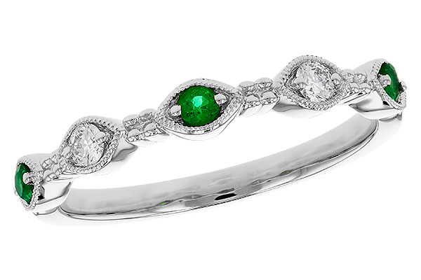 E275-63986: LDS WED RG .10 TW EMERALD .19 TGW