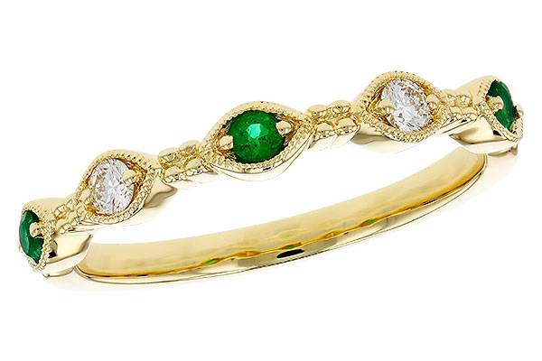E275-63986: LDS WED RG .10 TW EMERALD .19 TGW
