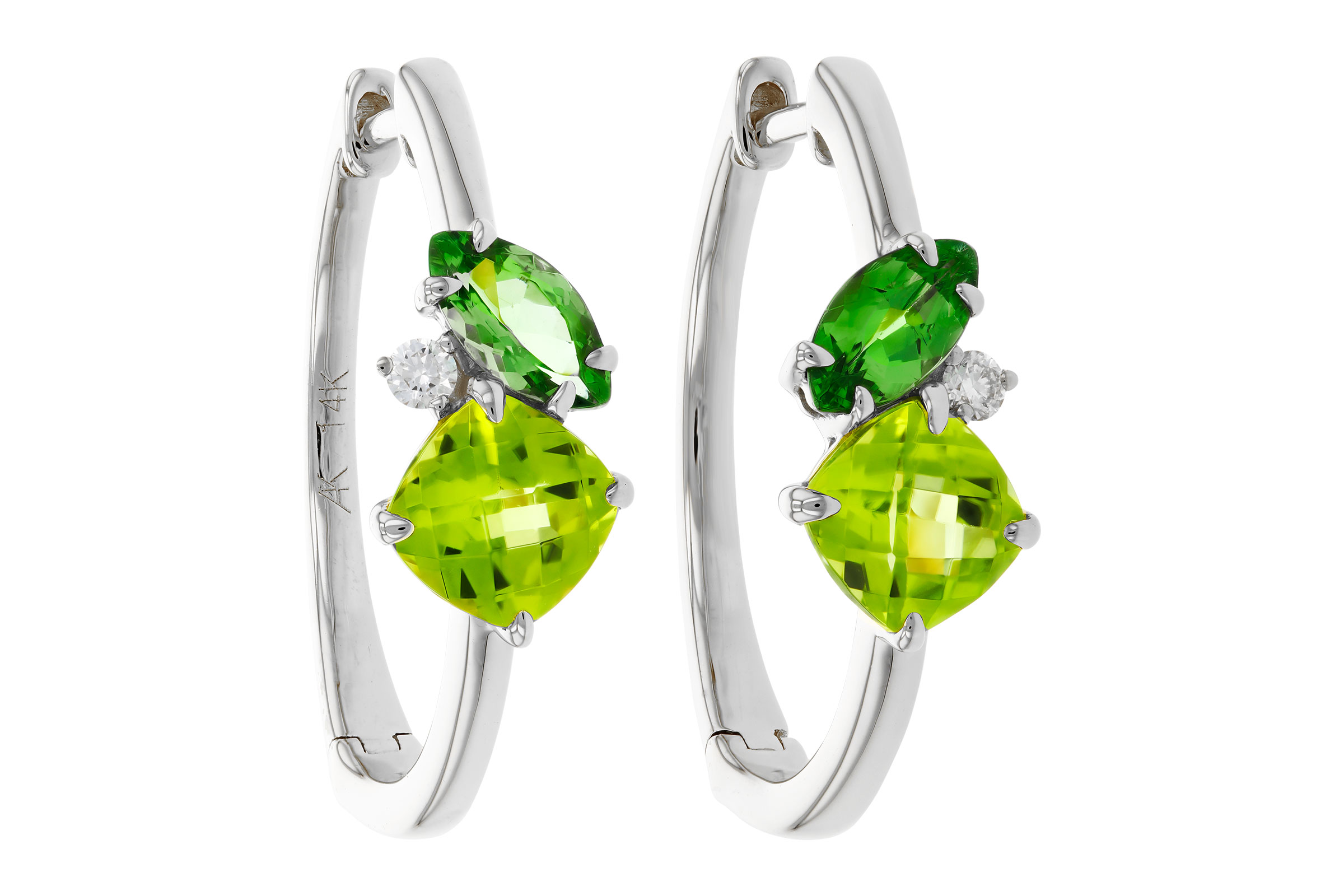 E275-65741: EARRINGS 1.69 TW SEMI-PREC (PER,TSAV) 1.73 TGW