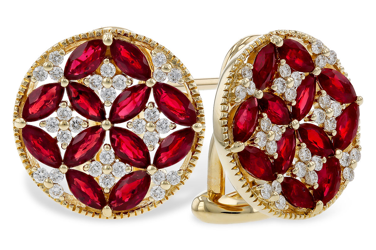 F274-73995: EARRINGS 2.07 TW RUBY 2.37 TGW