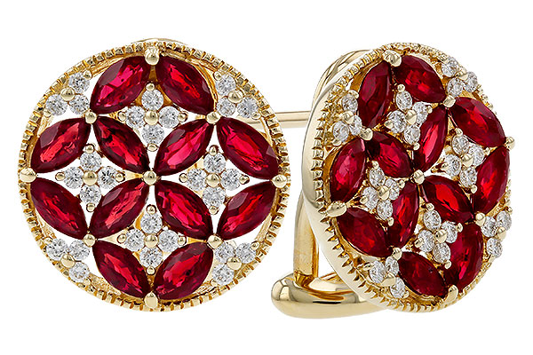 F274-73995: EARRINGS 2.07 TW RUBY 2.37 TGW