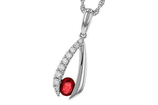 F274-77632: NECKLACE .34 RUBY .50 TGW (5x4 RUBY)