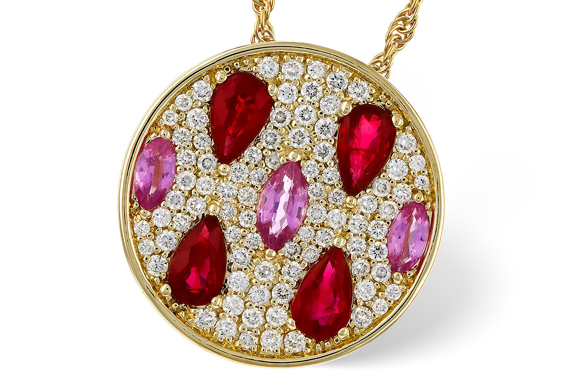 G274-81195: NECK 1.42 TW PRECIOUS (RUBY & PINK SAPP) 1.82 TGW