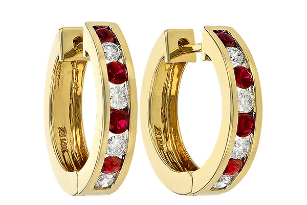 H001-12095: EARRINGS .59 RUBY 1.02 TGW