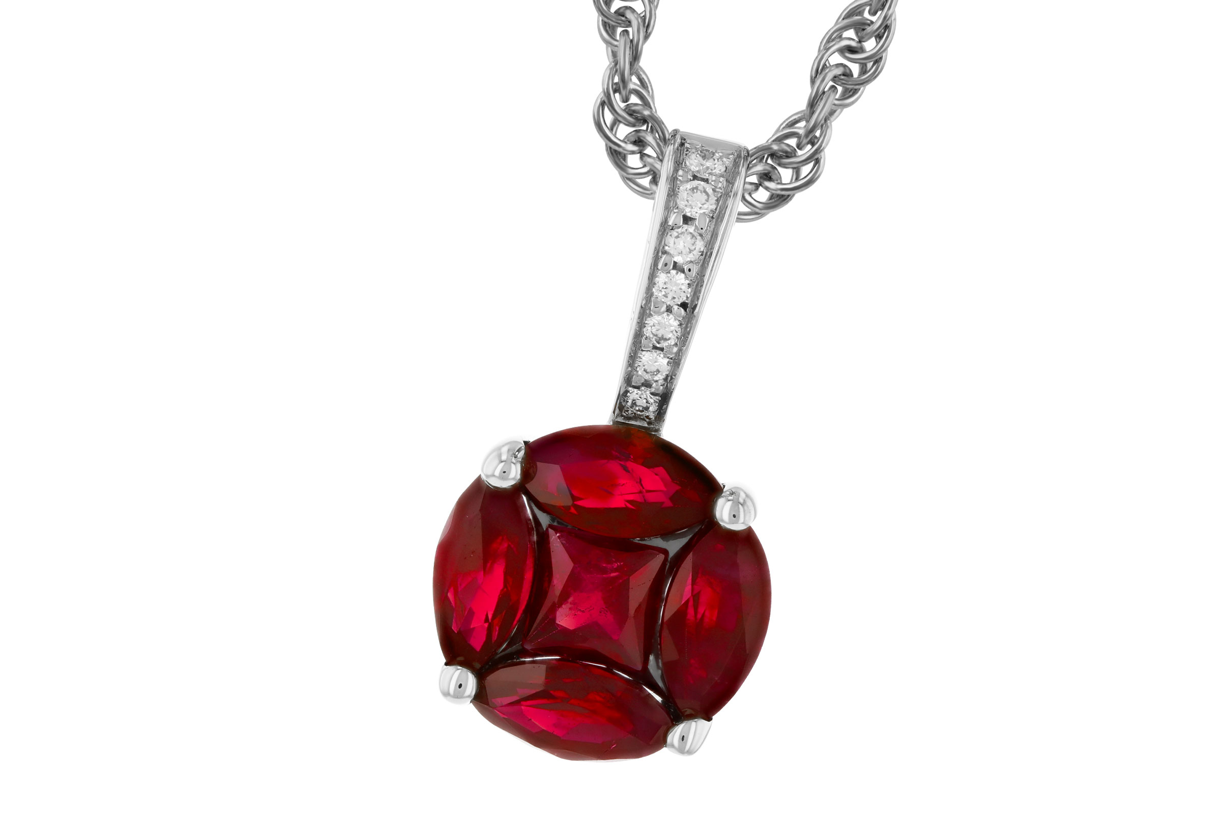 H275-63986: NECKLACE .80 RUBY .82 TW