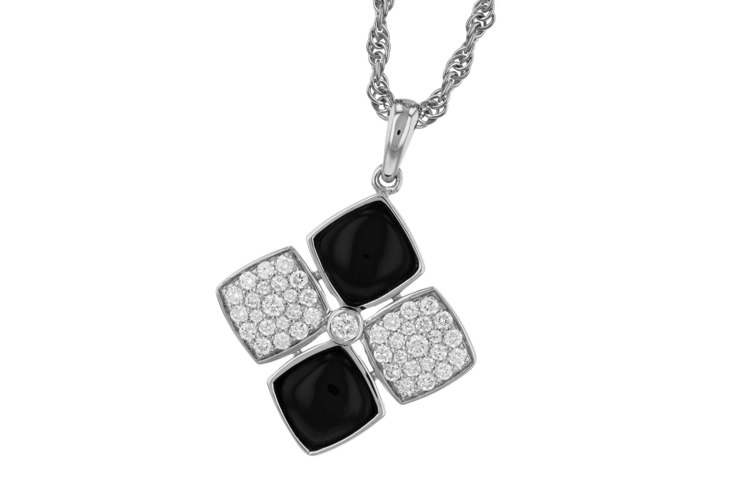 H275-64895: NECKLACE 1.23 TW ONYX 1.50 TGW