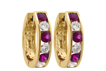 K001-12095: EARRINGS 1.22 RUBY 2.06 TGW