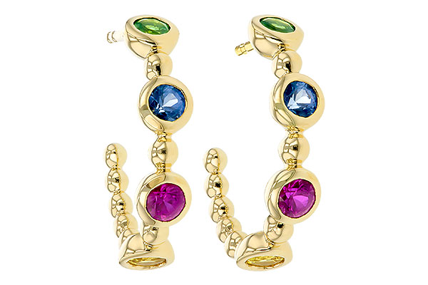 K275-63913: EARR .68 TW MULTI-COLOR SAPPH & GREEN GARNET