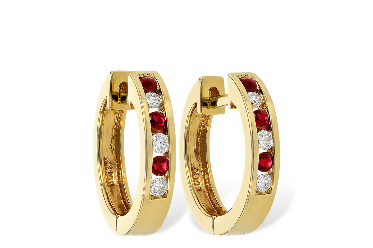 L001-12095: EARRINGS .16 RUBY .26 TGW