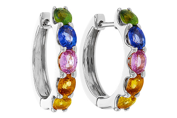 L274-75750: EARRINGS 2.20 TW MULTI-COLOR SAPPHIRE