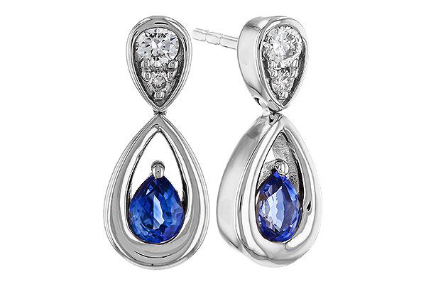 L274-75768: EARRINGS .42 SAPPHIRE .54 TGW (4x3 SAPP)