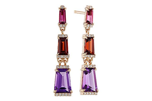 L274-76704: EARRINGS 1.98 SEMI-PREC (PT,GT,AMY) 2.05 TGW