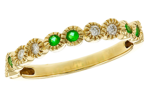 L274-79431: LDS WED RG .11 TW EMERALD .20 TGW