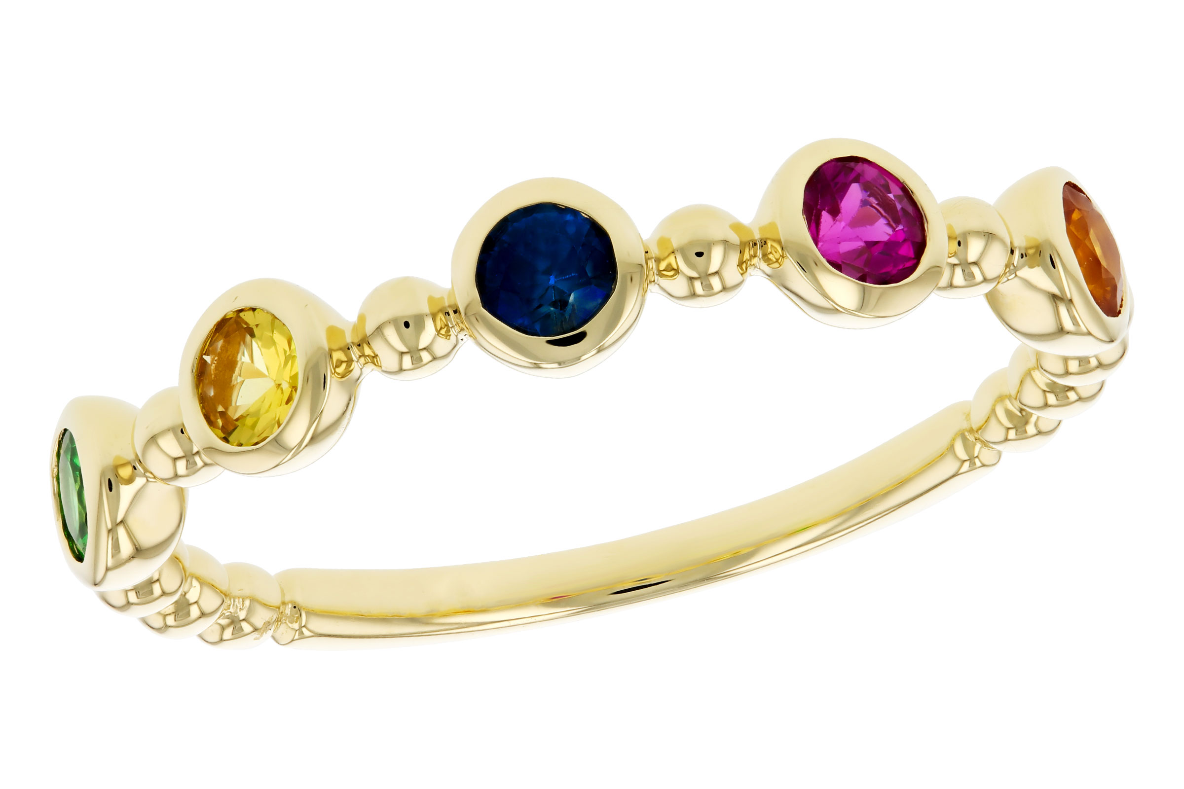 L275-63913: LDS WED RG .52 TW MULTI-COLOR SAPPH & GREEN GARNET