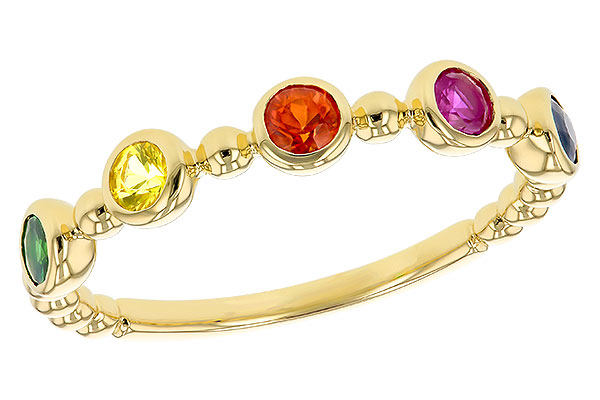 L275-63913: LDS WED RG .52 TW MULTI-COLOR SAPPH & GREEN GARNET