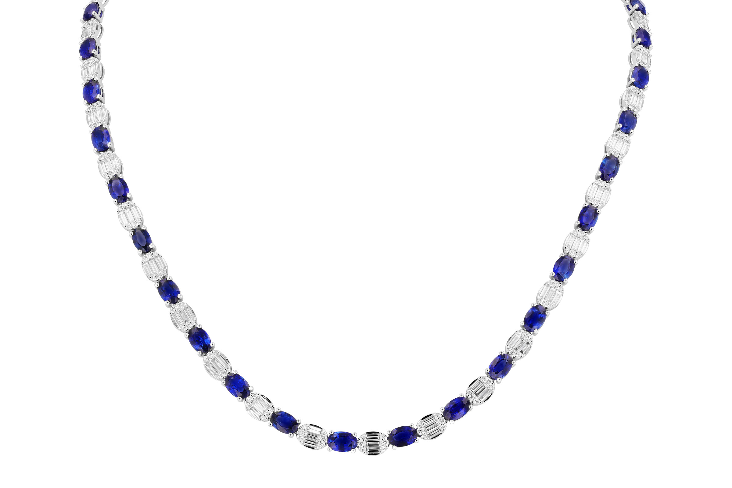 L275-65731: NECKLACE 17.68 TW SAPPHIRE 21.82 TGW (17")
