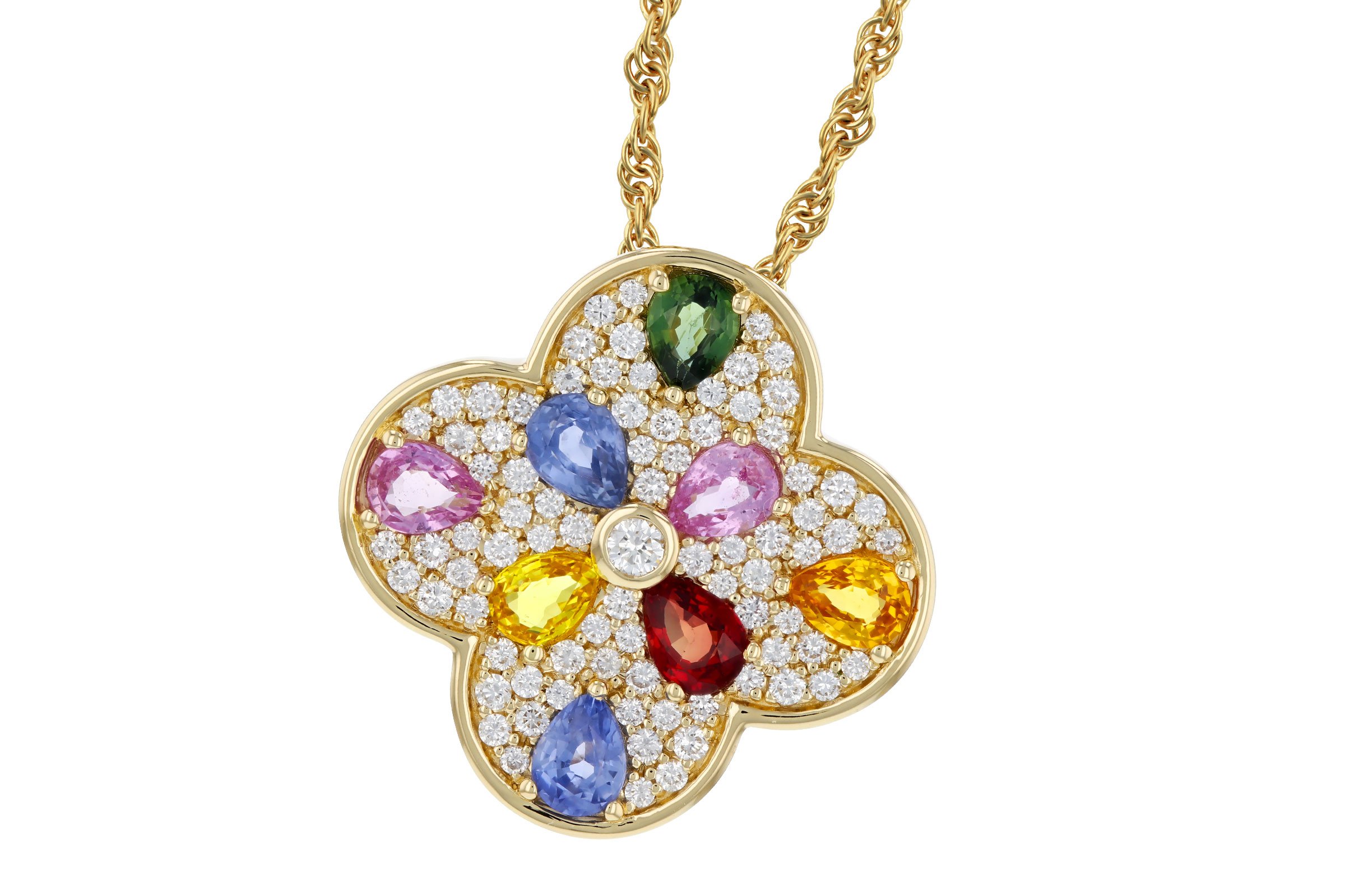 L275-66677: NECKLACE 1.40 MULTI-COLOR SAPPH 1.82 TGW