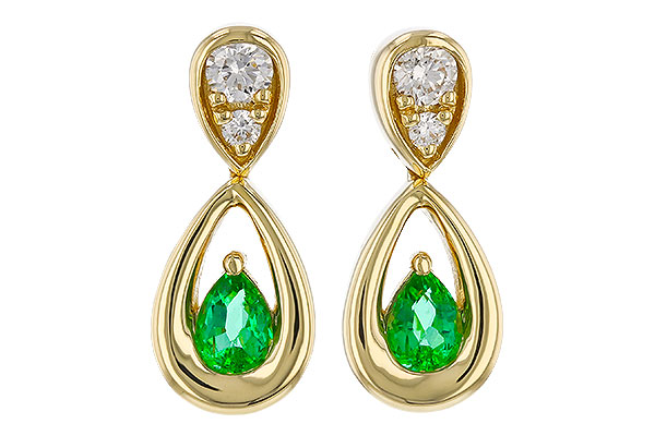 M274-76686: EARRINGS .20 EMERALD .32 TGW (4x3 EMER)